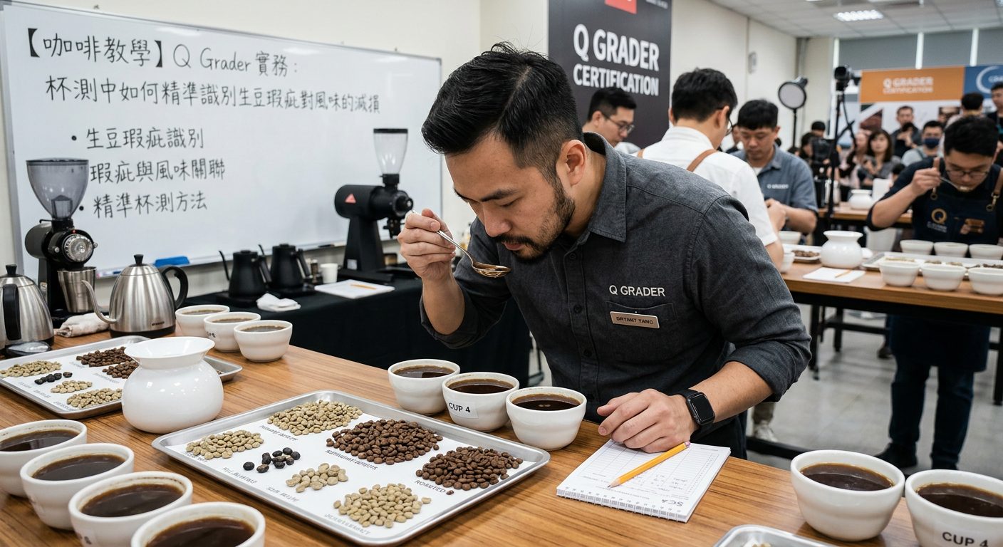 向上精品咖啡研究室 x 熠咖啡 x 熠設計 | 【咖啡教學】Q Grader 實務：杯測中如何精準識別生豆瑕疵對風味的減損