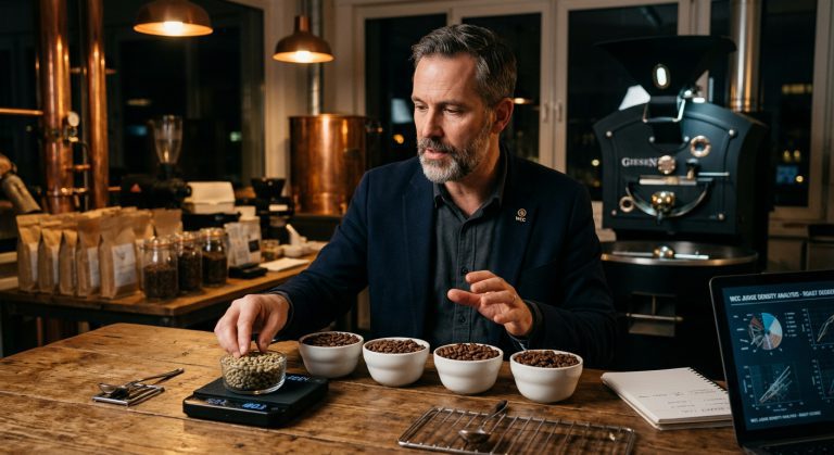 向上精品咖啡研究室 x 熠咖啡 x 熠設計|WCC國際評審揭秘：咖啡烘焙度與生豆密度變化的終極解析